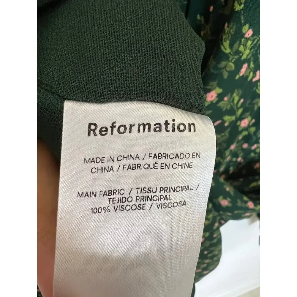 Reformation Brandi Mock Neck Mini Dress S in Coriander Green Floral - Picture 11 of 13
